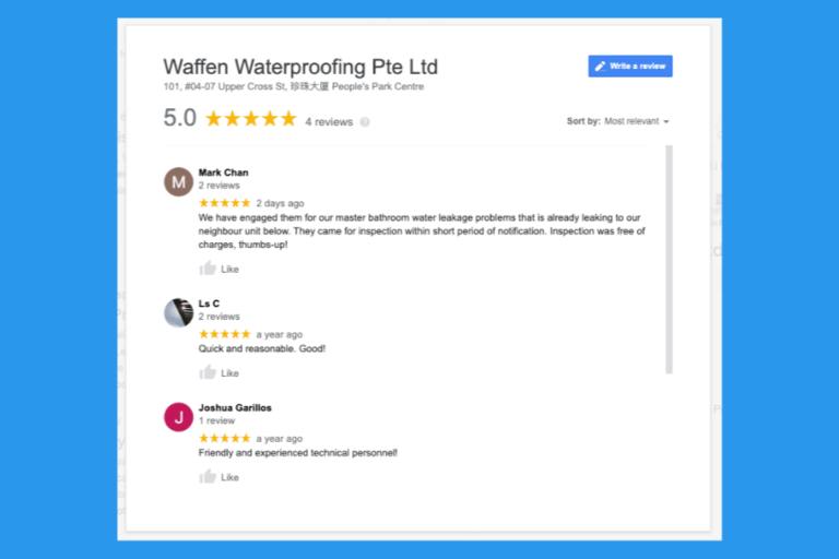Waffen Waterproofing customer testimonial